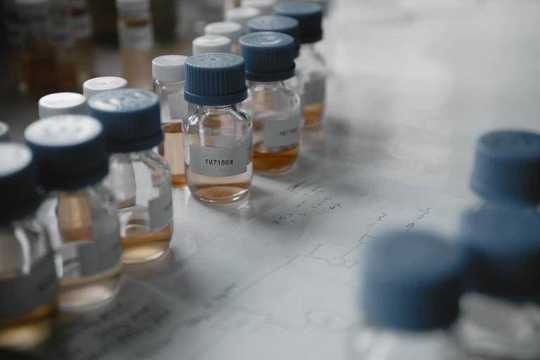 close up of test tubes in croda lab